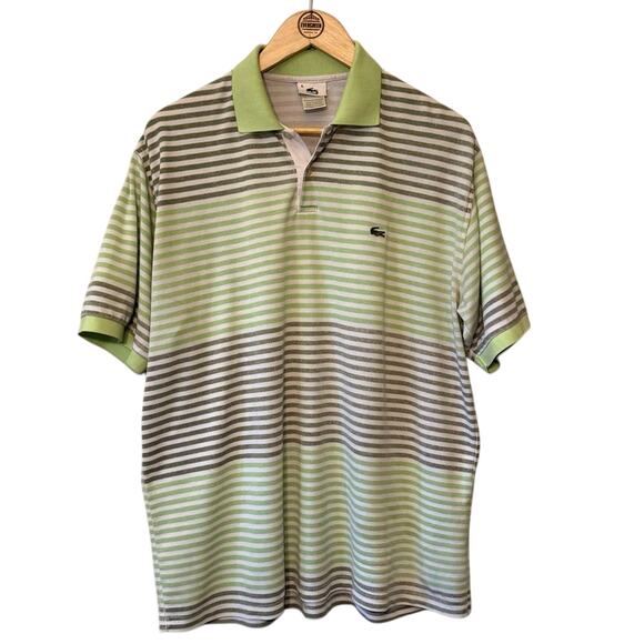 Lacoste Other - VTG Lacoste Polo Cotton Color-Block Stripe Golf Resort Green Gray Men's 5, XXL
